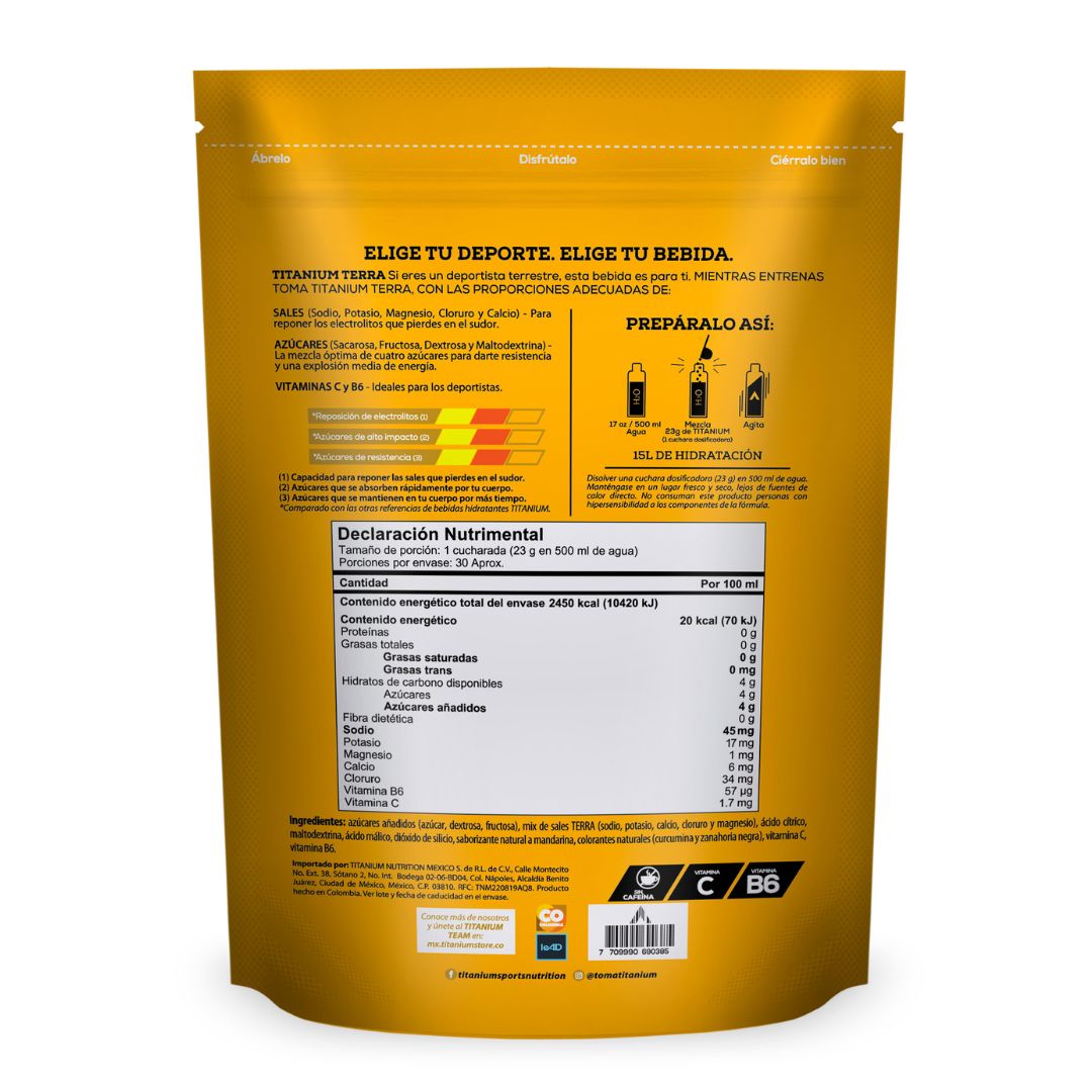 Electrolitos en Polvo TERRA, Bolsa 700 g (15 Litros)