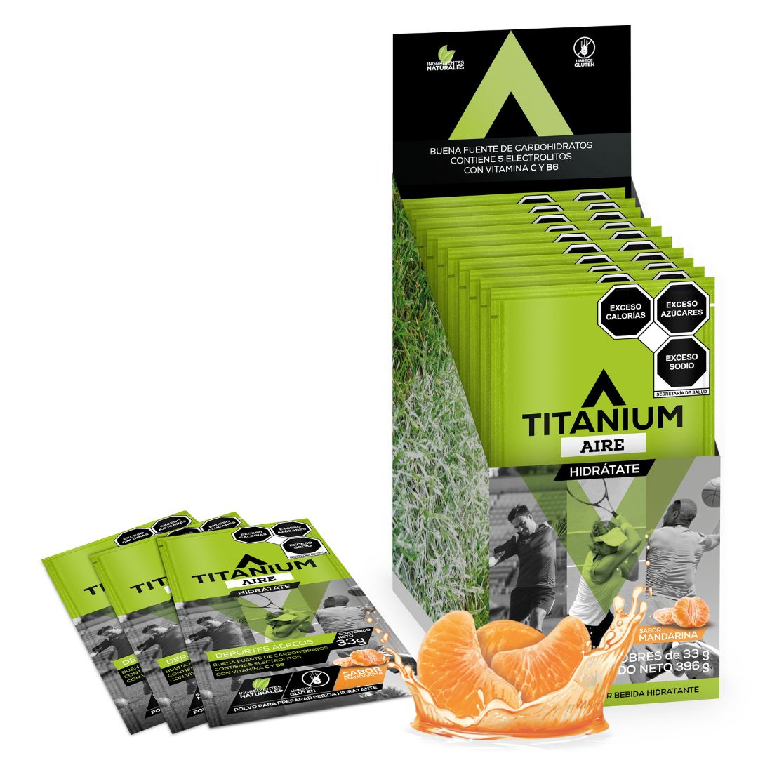 Electrolitos en Polvo AIRE, Caja x 12/25, Sabor Mandarina