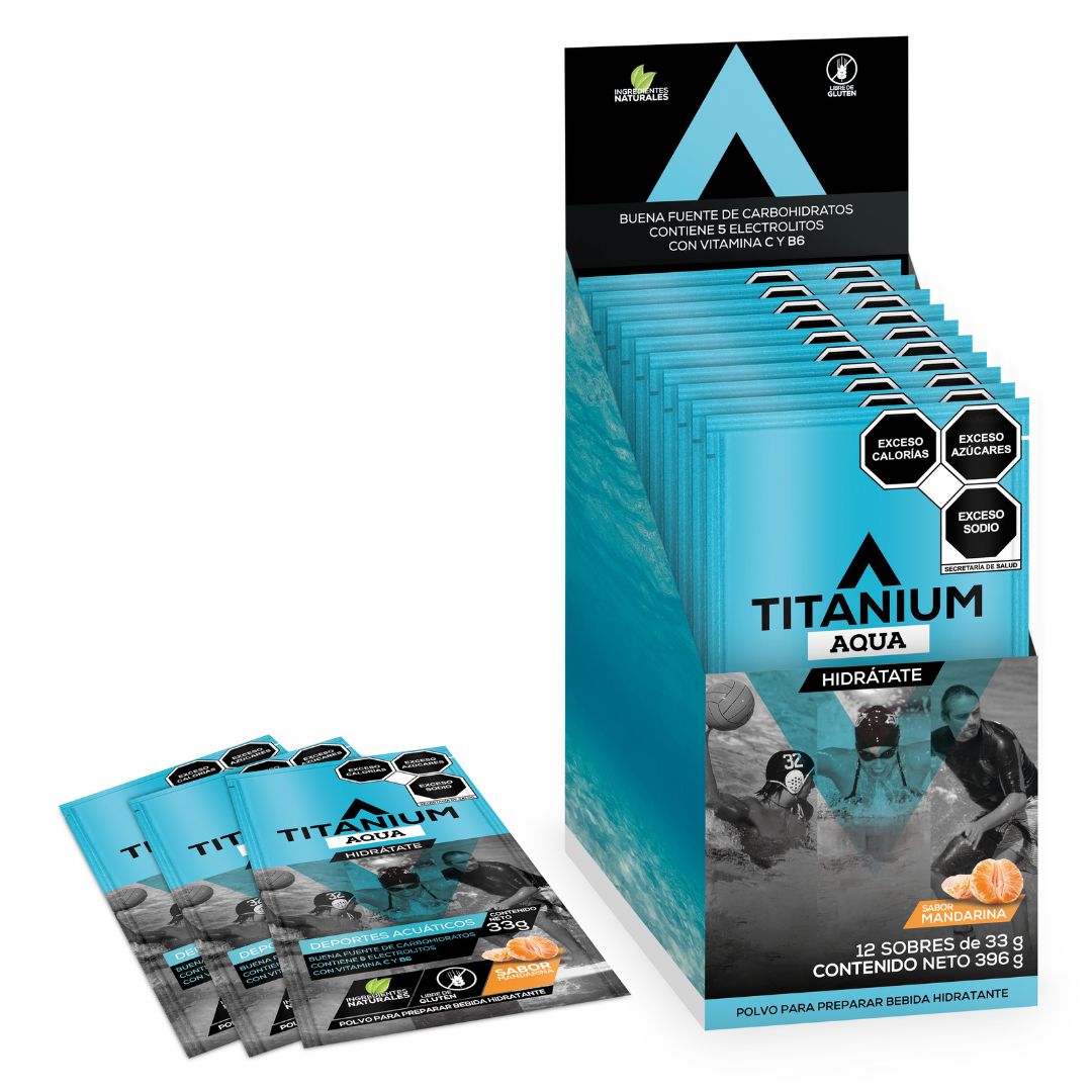 Electrolitos en Polvo AQUA, Caja x 12/25, Sabor Mandarina