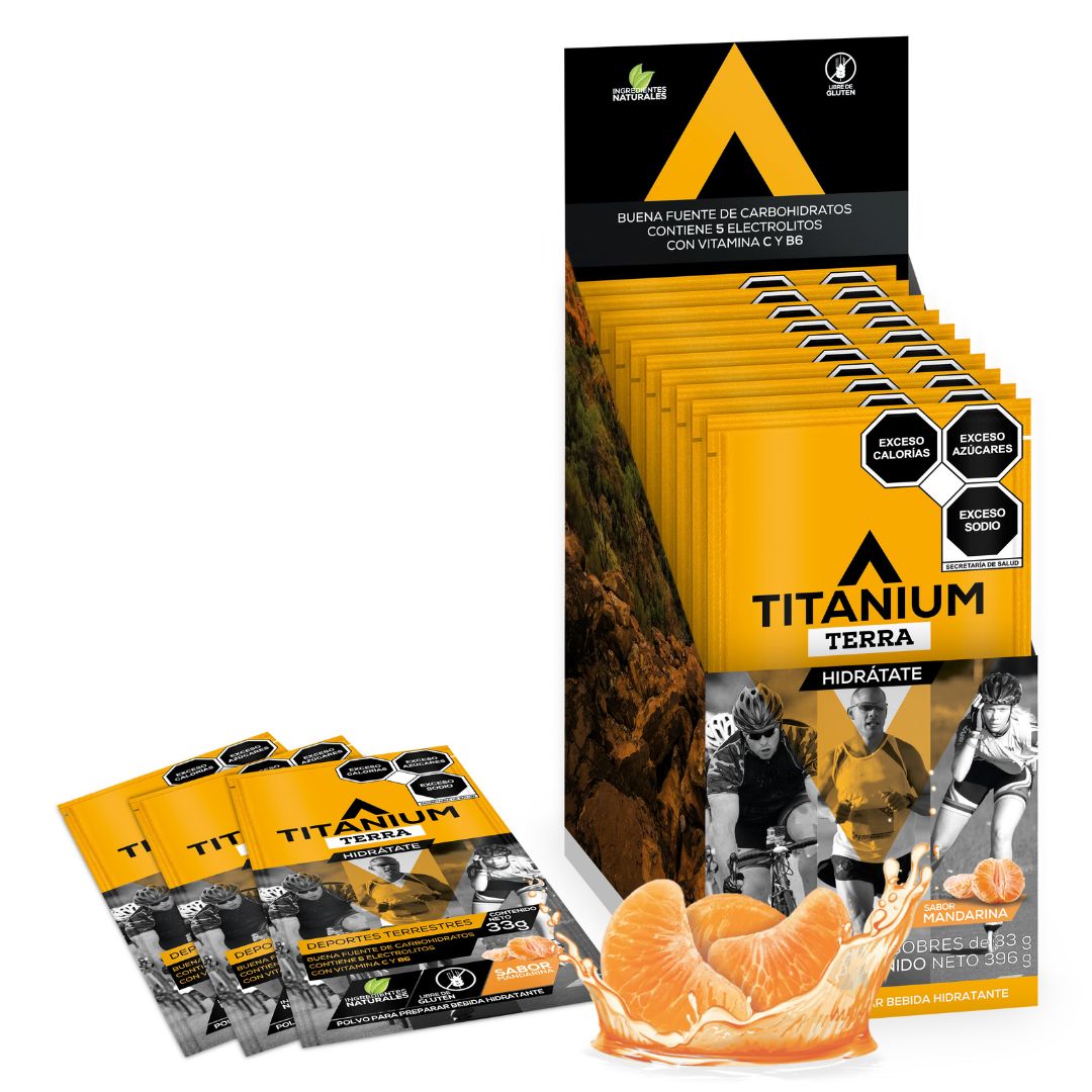 Electrolitos en Polvo TERRA, Caja x 12/25, Sabor Mandarina