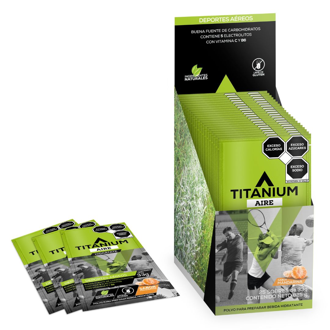 Electrolitos en Polvo AIRE, Caja x 12/25, Sabor Mandarina