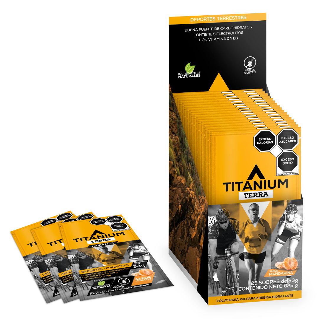 Electrolitos en Polvo TERRA, Caja x 12/25, Sabor Mandarina