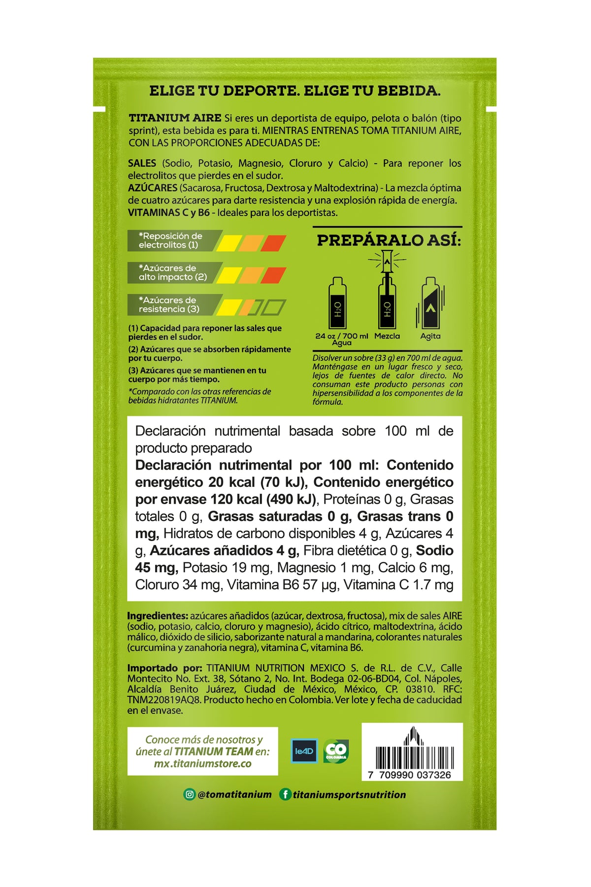 Electrolitos en Polvo AIRE, Caja x 12/25, Sabor Mandarina