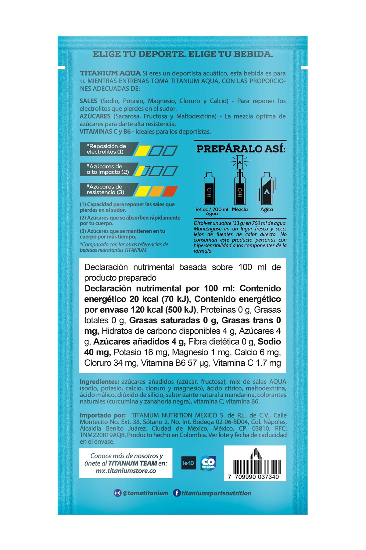 Electrolitos en Polvo AQUA, Caja x 12/25, Sabor Mandarina