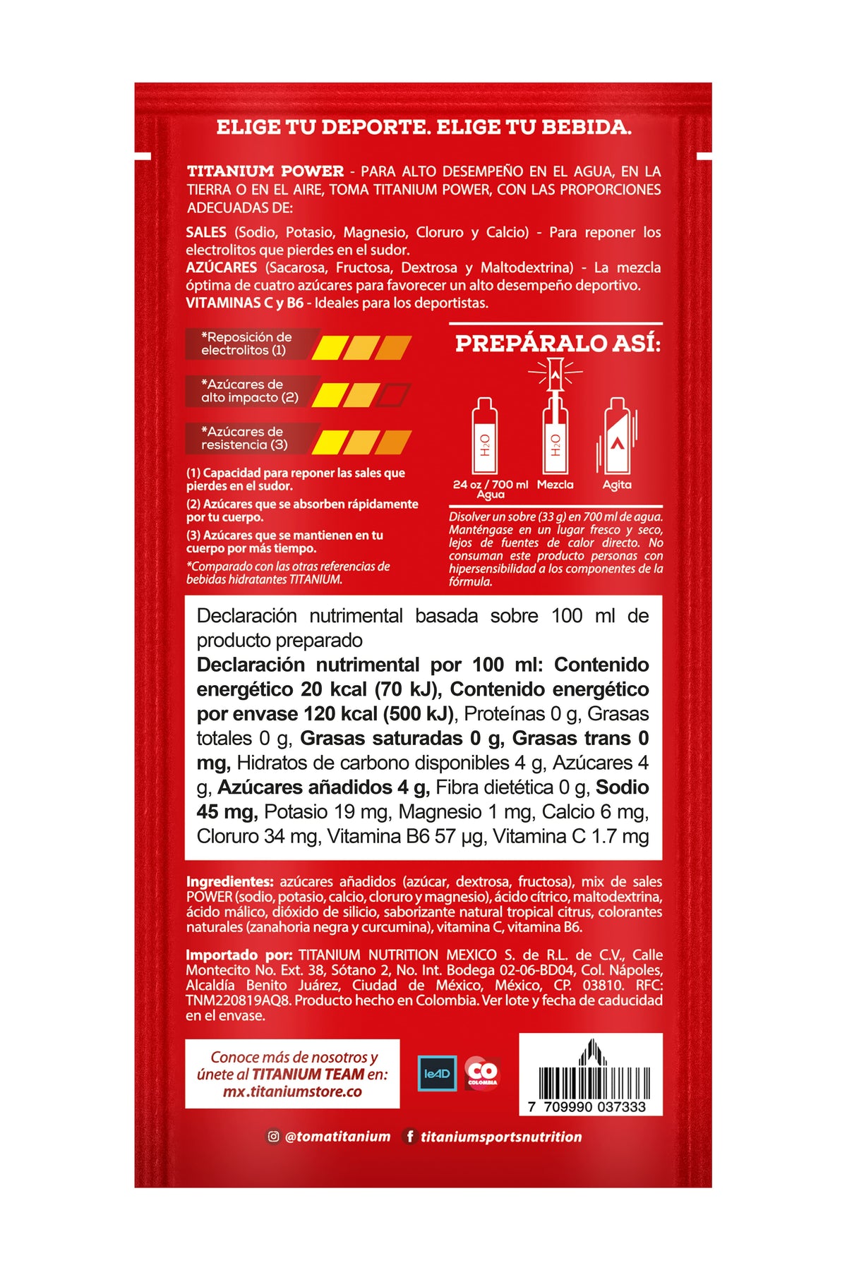 Electrolitos en polvo POWER, Caja x 12/25 Packs, Sabor Ponche de Frutas