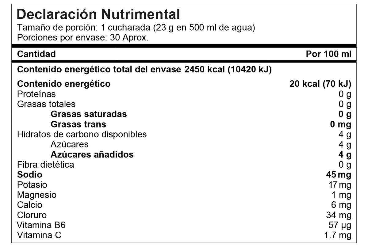 Electrolitos en Polvo TERRA, Bolsa 700 g (15 Litros)